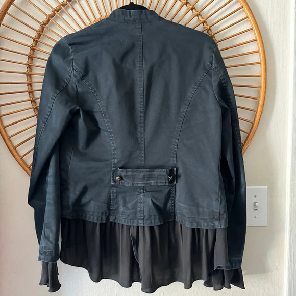 Free People Ruffles Romance Military Boho Chic Feminine Blazer Jacket Sz XS - Picture 9 of 9